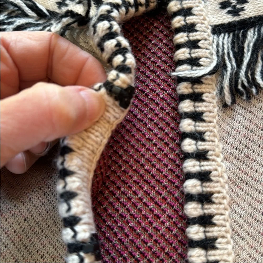 Anthropologie Aldomartins cardigan with Fringe detail- Cream and Black fringe - Picture 10 of 12